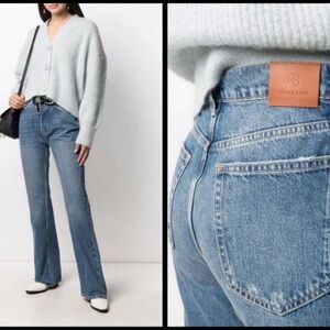 ANINE BING Bryn Jean High Rise Straight Leg Boot Cut Effie Blue Wash 27 NWT